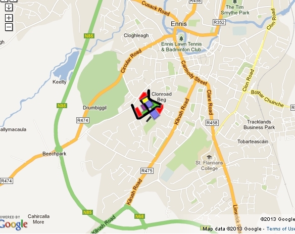 Map to Ennis Showgrounds